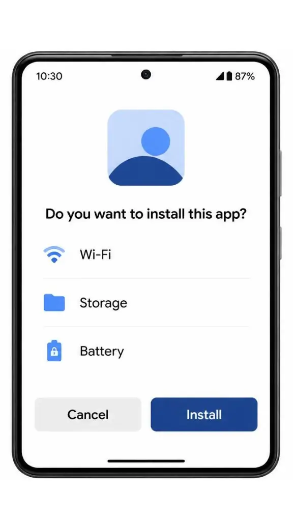 Pantalla de instalación de Android mostrando los permisos solicitados por Xuper TV APK